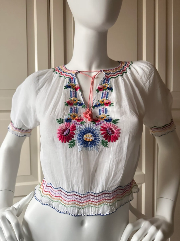 1940s Embroidered Hungarian Blouse - Etsy UK