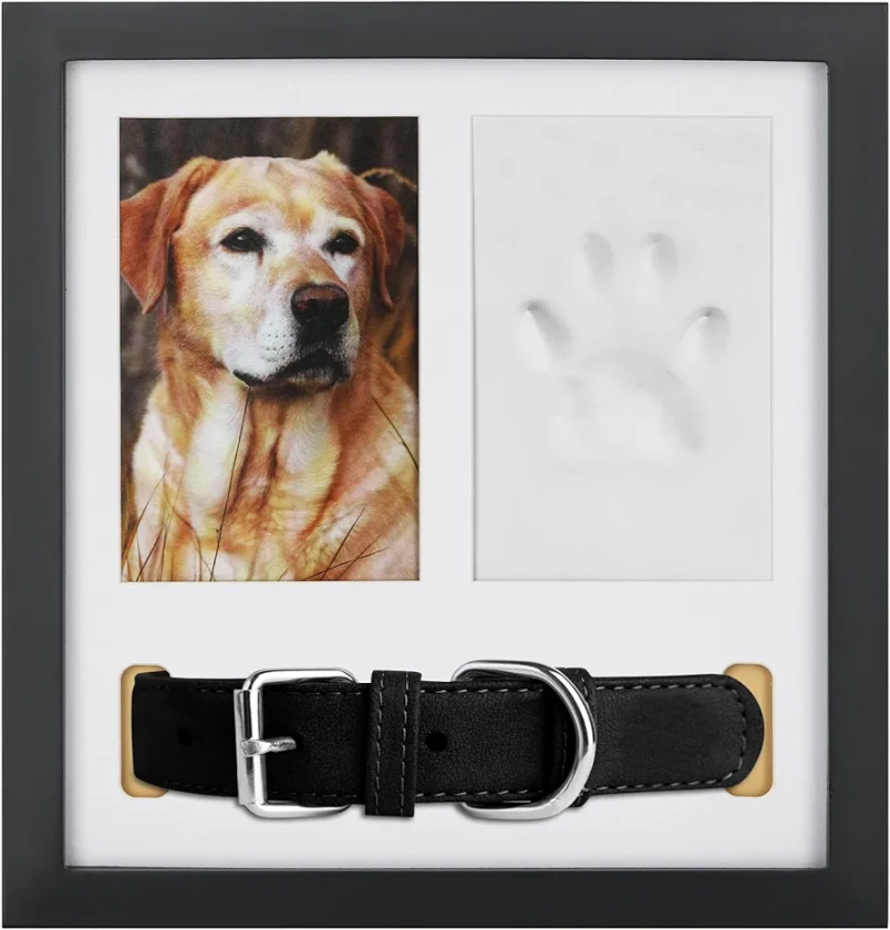 Navaris Kit Empreinte Chien - Cadre Photo avec Empreinte de Chien avec Plâtre Argile pour Patte - Cadre Déco Personnalisé avec Emplacement Collier