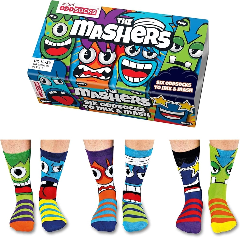 United Oddsocks - Box 6 Oddsocks For Boys 12-5.5 / EUR 30.5-38.5 (Mashers)