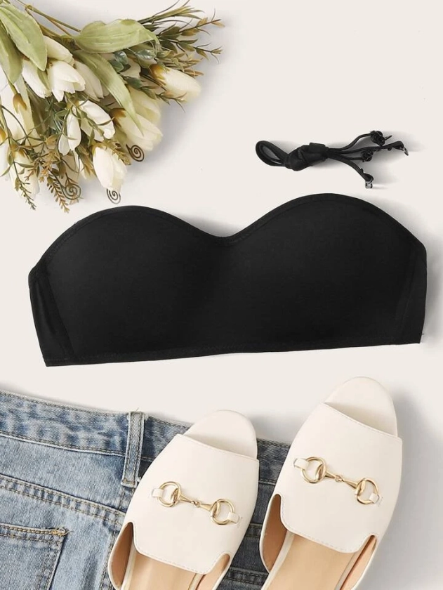 Bandeau Bra With Adjustable Strap | SHEIN USA