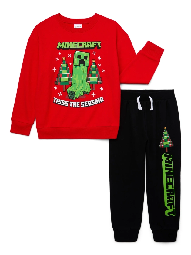 Minecraft Boys Holiday Graphic Print Sweatshirt and Joggers Set, Sizes 4-12 - Walmart.com