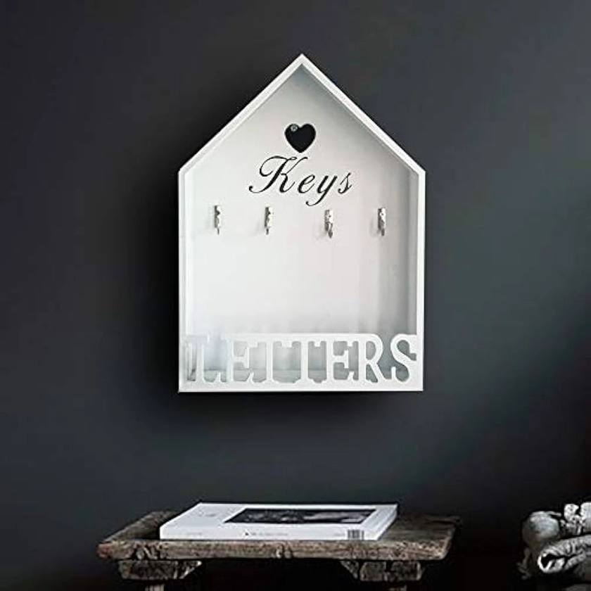 Garden mile Vintage White Shabby Chic Wall Mounted Or Free Standing Letter holder & Key Holder for wall. Decorative Home Storage Solution wall anchor key hooks : Amazon.co.uk: Home & Kitchen