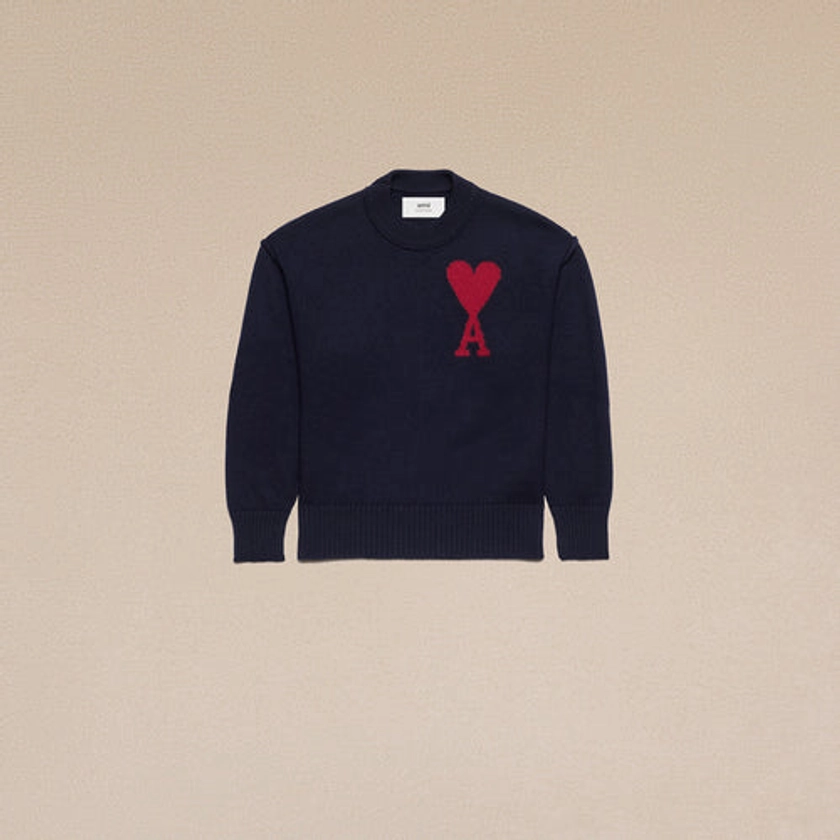 Night Blue/Red Red Ami De Coeur Sweater | AMI PARIS