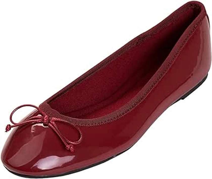 Amazon.com | FEVERSOLE Women's Macaroon Colorful Memory Foam Cushion Insock Patent Ballet Flat Burgundy Size 7 M US | Flats