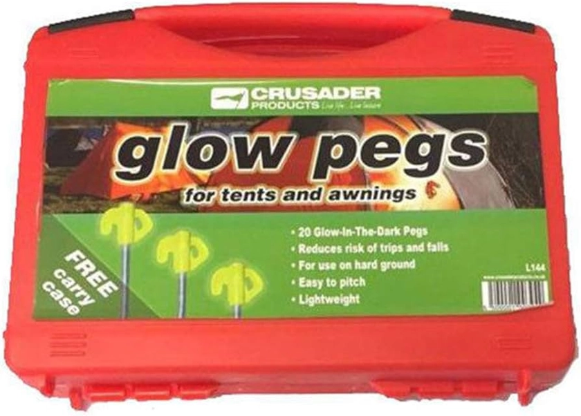 20 Crusader Glow In The Dark Rock Pegs for Caravan Awnings Tents In Case : Amazon.co.uk: Sports & Outdoors