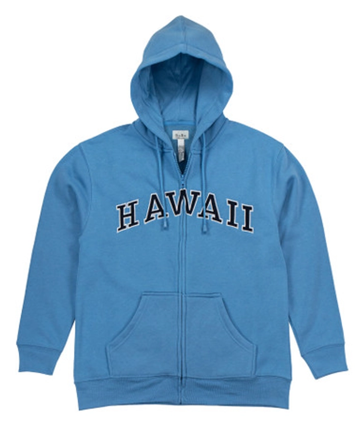 Sweatshirt Zip Up Hoodie - Hawaii Logo Design: Light Blue