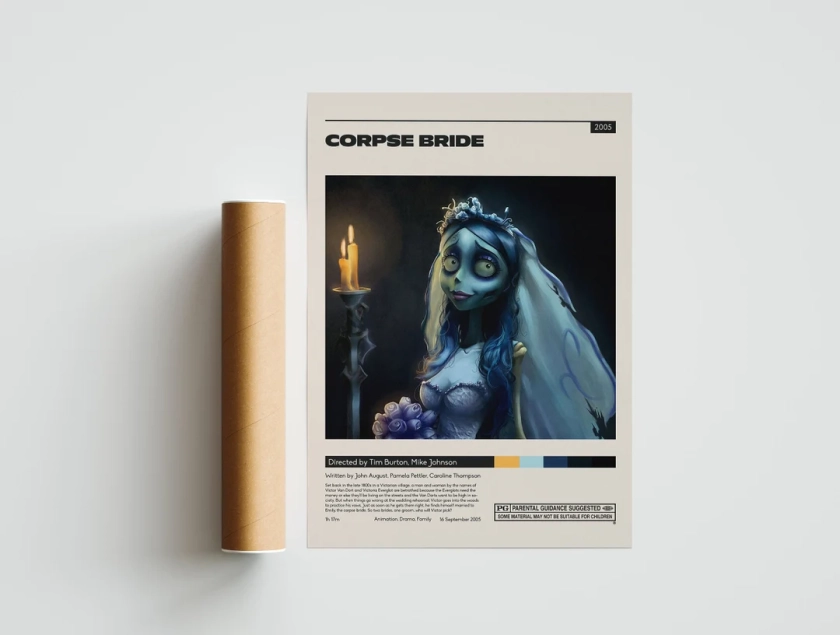Corpse Bride | Tim Burton | Vintage Retro Art Print | Wall Art Print | Minimalist Movie Poster | Custom Poster | Home decor