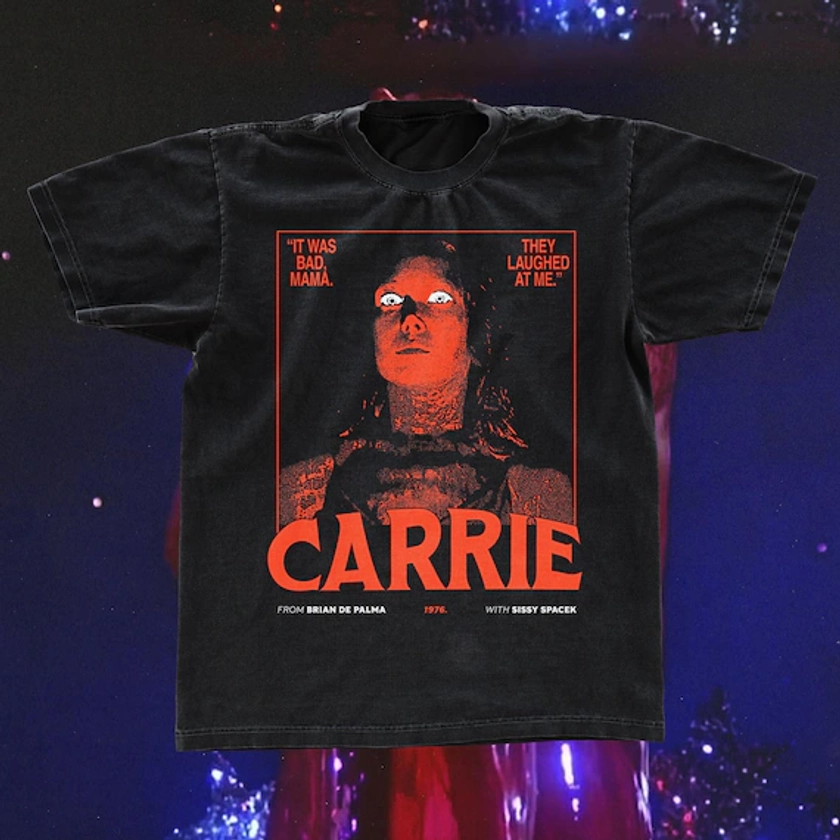 Carrie movie 1976 t-shirt, retro horror movie teeshirt, classic black Gildan 5000 shirt, horror shirt, 70&#39; horror