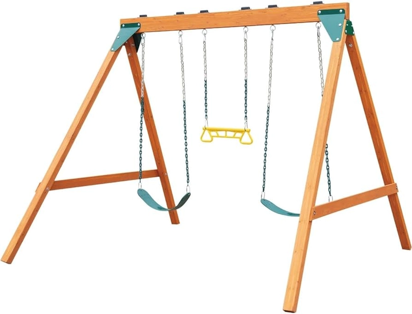 Swing-N-Slide PB 8360 Ranger Wooden Swing Set with Swings, Brown (Amazon Exclusive)