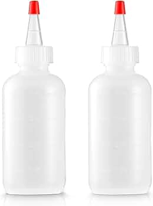 Soft Squeeze Hair Applicator Bottle for Hair Treatment, Scalp Oil, Root, Color, 4 Ounce Translucent with Measuring Scale and Cap, BPA Free, 2 Pack