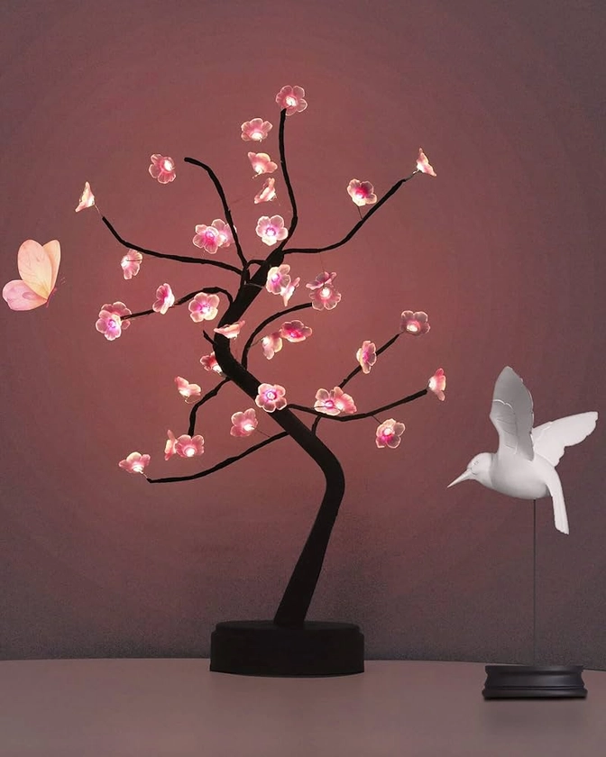 OTAVILEM Bonsai Tree Light, Tree Lamps for Living Room, Cute Night Light for House Decor, Good for Gifts, Home Decorations, Weddings, Christmas and More (Pink Cherry Blossom, 36 LED)