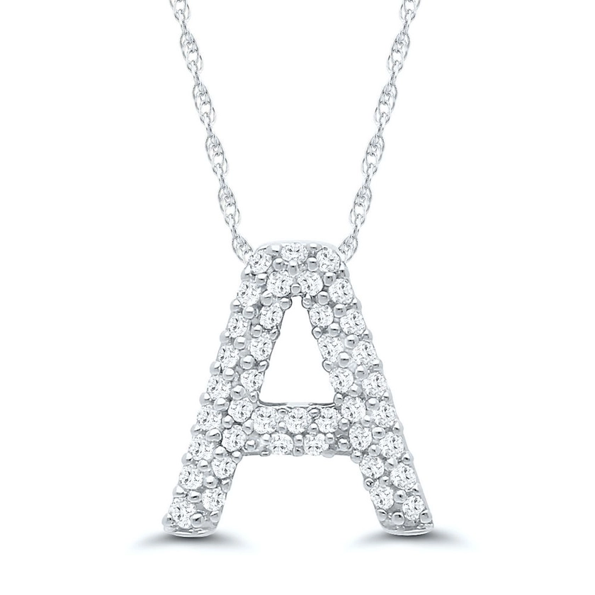 1/7 ct. tw. Diamond Initial Pendant in 10K White Gold | Helzberg Diamonds