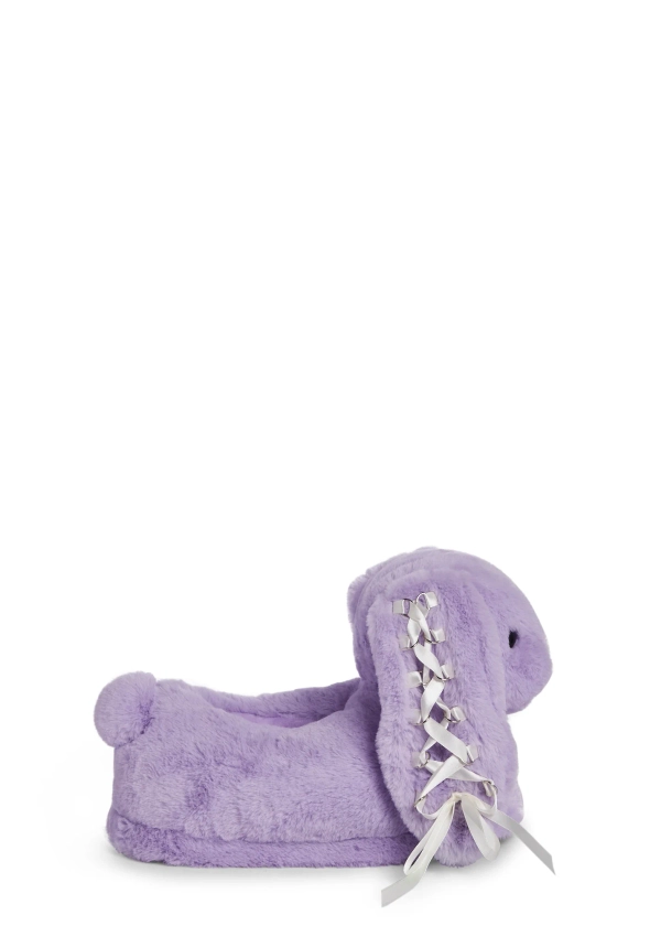 Current Mood Faux Fur Bunny Slippers- Purple