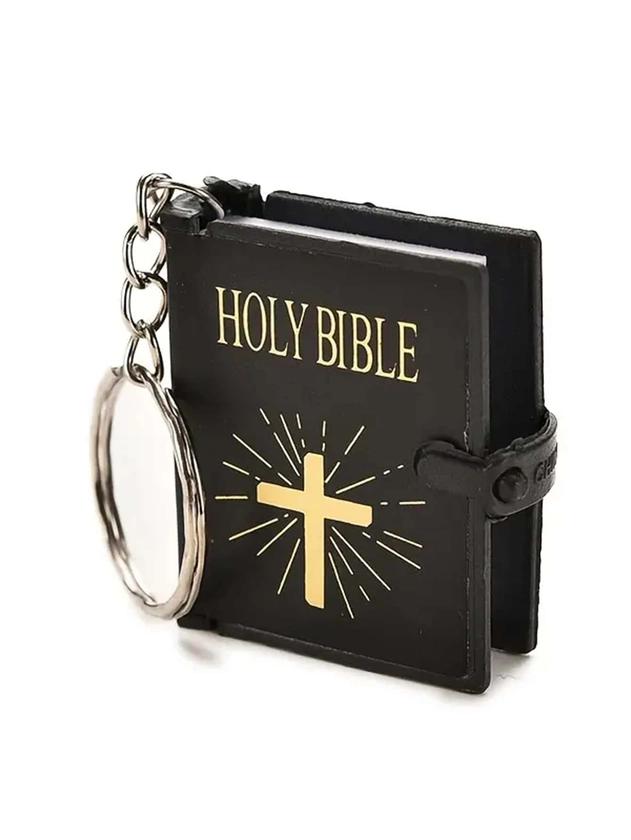 1pc Popular English HOLY BIBLE Christian Jesus Mini Bible Keychain Non-reading Material