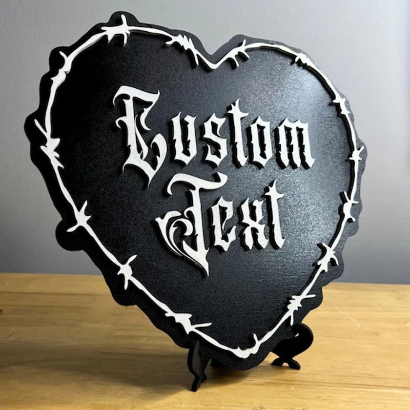 Custom Text Wooden Gothic Decor - Wooden Plaque - Customized Gift Choose Your Own Text - 3D Sign