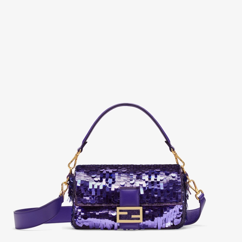 Baguette - Sac en paillettes violettes | Fendi