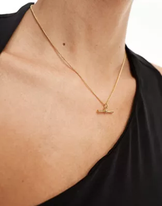 ASOS DESIGN - Collier chaîne plaqué or 14 carats avec barre en T