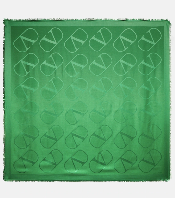 VLogo silk and wool scarf in green - Valentino | Mytheresa
