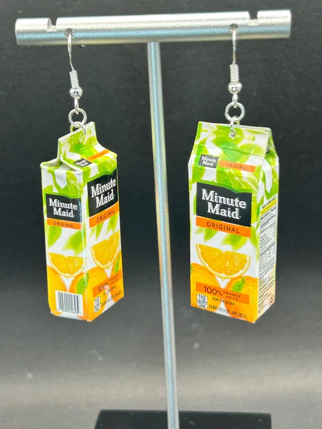 Carton of Orange Juice Earrings, Breakfast Earrings,orange Juice Dangle Earrings , Mini Food Earrings - Etsy