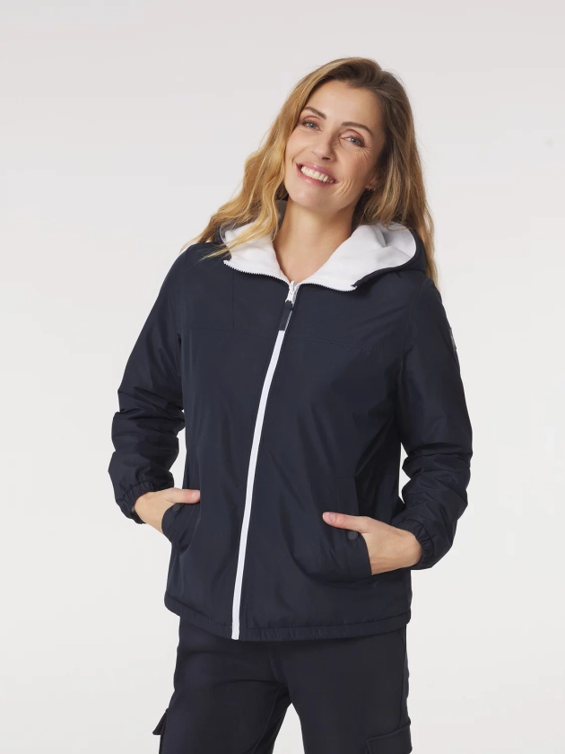 Blouson Femme Reversible Imperméable Capuche Marine LUIZOBLO | tbs