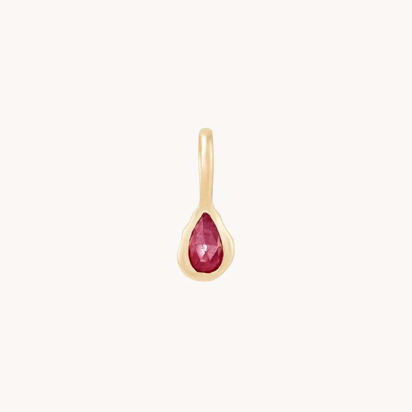 pear cut ruby mood birthstone gemstone gold necklace charm