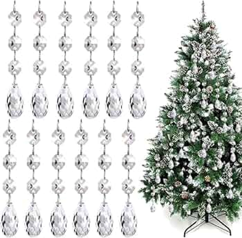 30PCSChristmas Tree Hanging Ornaments, Teardrop Crystal Pendant Clear Crystal Glass Perfect for christmas decorations tree