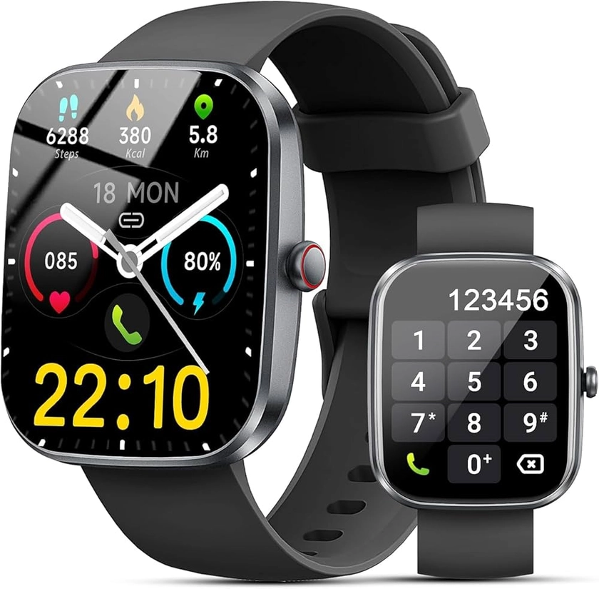 Montre Connectée Homme Femme, 1.91" Smartwatch avec Appel Bluetooth, IP68 Étanche Montre Connectee avec 110+ Sportifs, Montre Podomètre, Moniteur de Fréquence Cardiaque/SpO2/Sommeil, pour Android iOS