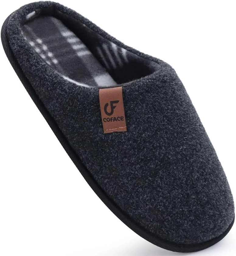 COFACE Unisex Mens Womens Cozy Memory Foam Scuff Slippers Casual Slip On Warm House Shoes Indoor/Outdoor Felt Sandal Slippers With Arch Support Rubber Sole Size 4-15