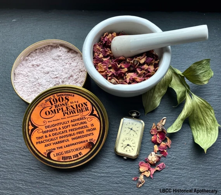 VEGAN ~ 1908 Rose Complexion Powder ~ Edwardian Recipe ~ Victorian Cosmetics ~ Natural Face Powder ~ Smooth Finish Face Powder