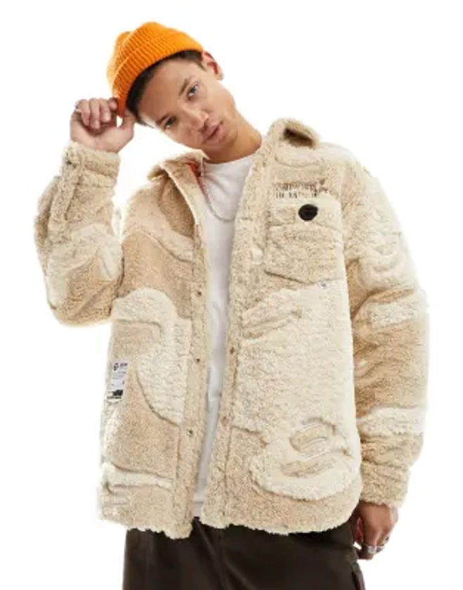 Aape By A Bathing Ape sherpa shirt in off white | ASOS