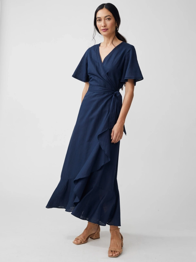 Deep_Navy Solid Aurora Linen Dress | Women's Dresses | J.McLaughlin