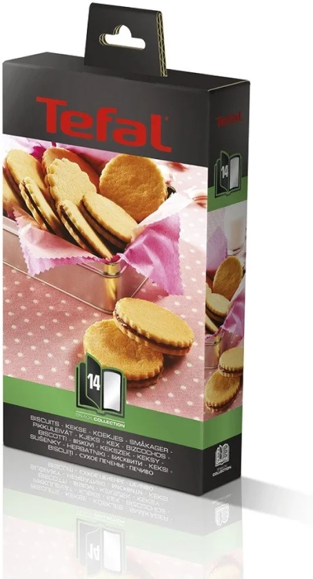 Tefal Coffret Snack Collection - 2 plaques biscuits + 1 livre de recettes XA801412, Noir