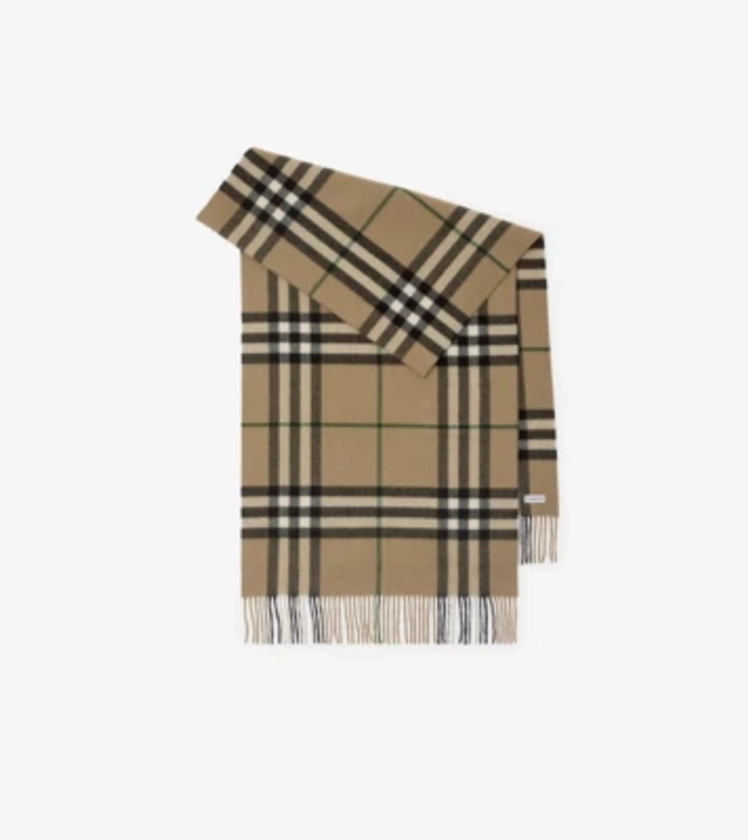 Wide Check Cashmere Scarf in Linden | Burberry® Official