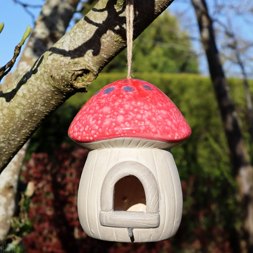 Darthome Red Terracotta Mushroom Bird House 17x17x14cm