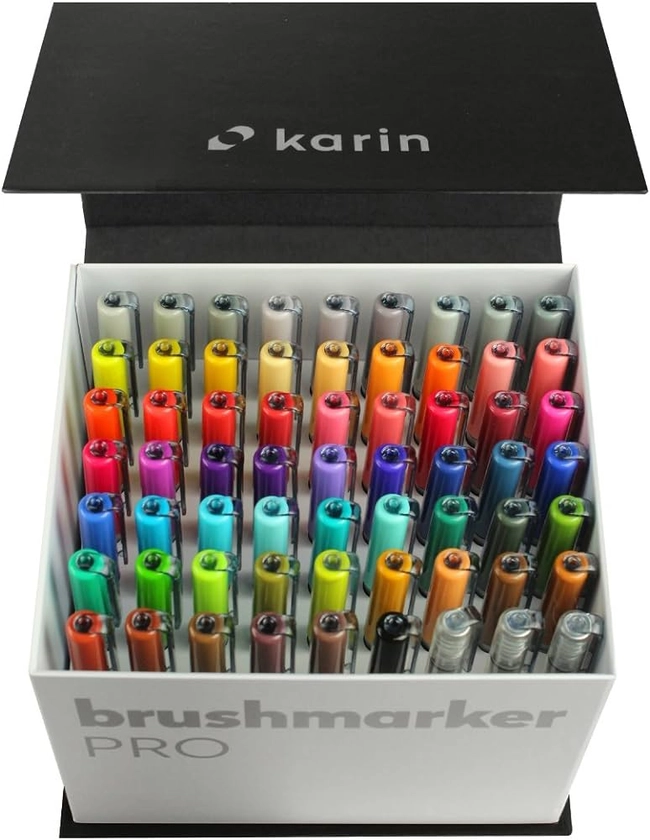 KARIN Megabox Marqueur PRO Brushpens à base d'eau pour peindre, dessiner et grimper Multicolore