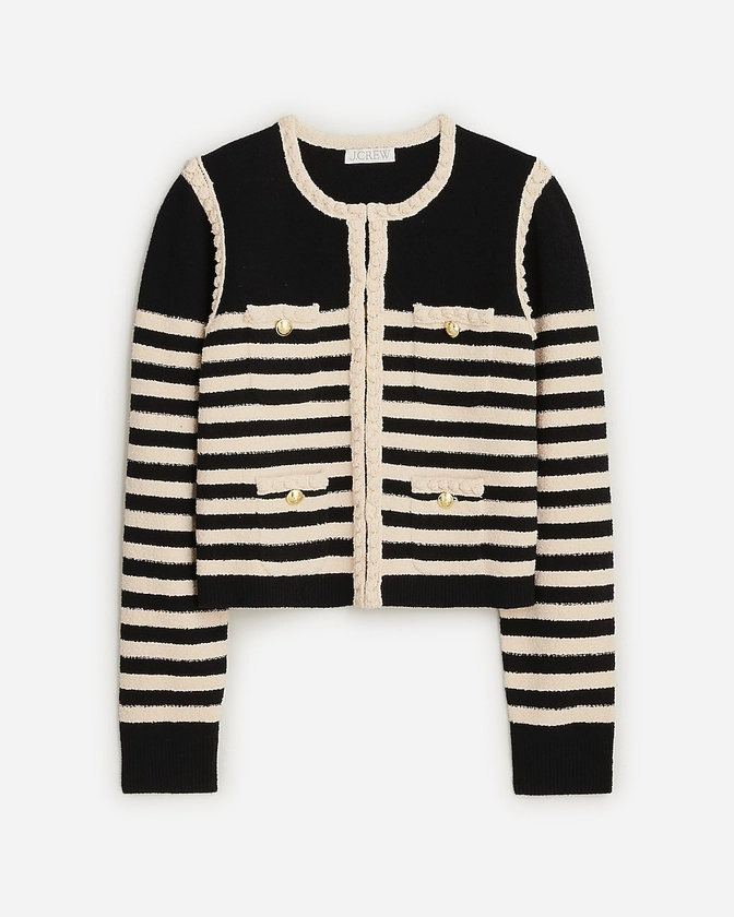 Odette sweater lady jacket in striped bouclé