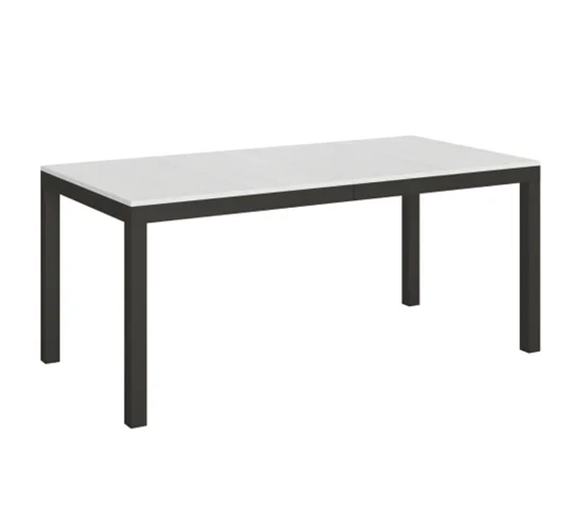 Table Extensible 90x180/440 Cm Everyday Evolution Frêne Blanc Cadre Anthracite - Table BUT