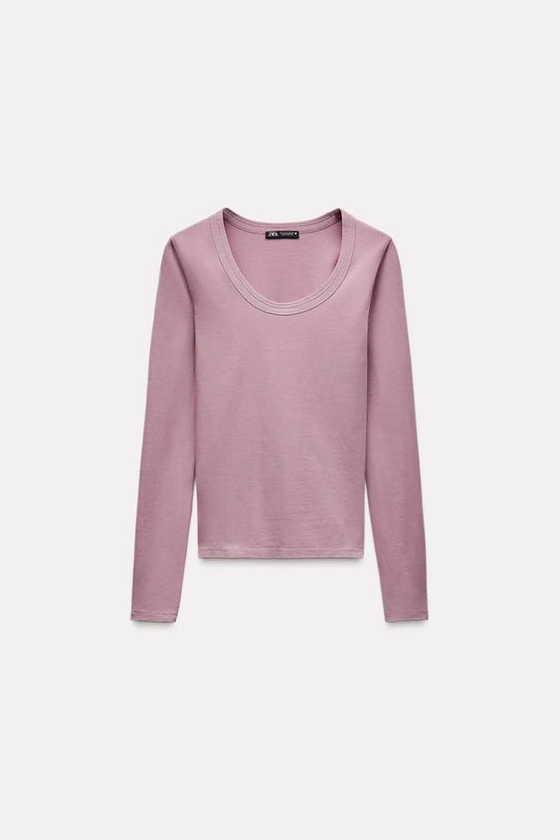 WASHED EFFECT ROLL NECK T-SHIRT