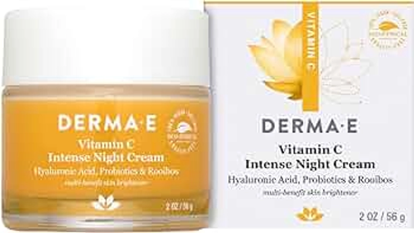 DERMA-E Vitamin C Intense Night Cream – Brightening and Hydrating Facial Skin Renewing Cream – Anti-Aging Overnight Facial Moisturizer, 2 oz