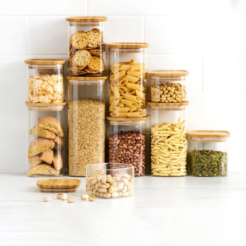 Eco Square Glass Canister with Bamboo Lid Set | Kitchen Warehouse™