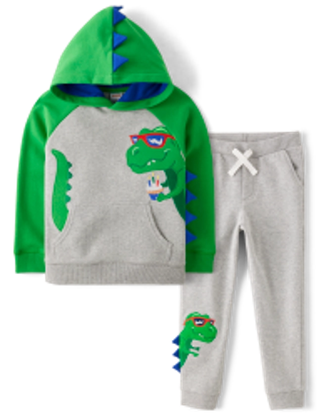 Boys Long Sleeve Embroidered Dino Hoodie And Jogger Pants 2-Piece Outfit Set - Birthday Boutique - MULTI CLR | Gymboree