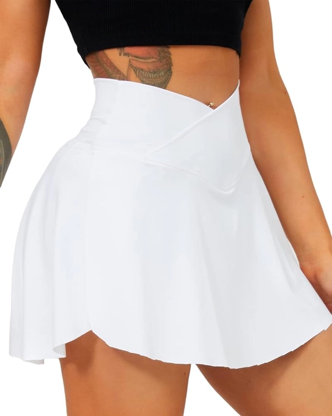 Navneet Women Tennis Skirts with Pockets High Waisted Golf Skirts Athletic Skorts Pleated Mini Skirt Workout Sport Pickleball, White, S at Amazon Women’s Clothing store