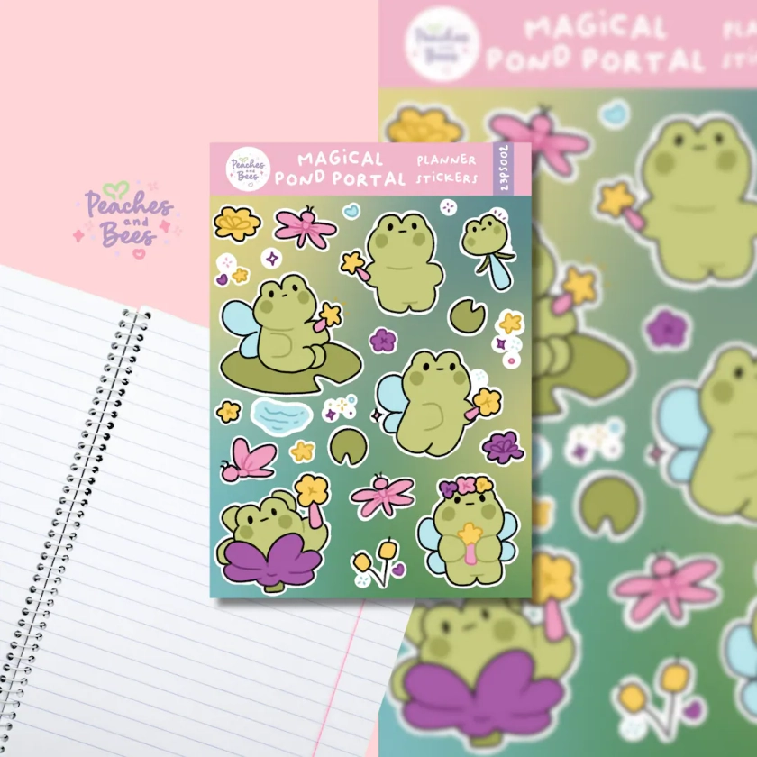 Frog Magical Pond Fairies Sticker Sheet/kawaii Asian Art/cute Frog and Fairy Character Stickers/scrapbooking/water Bottle Stickers - Etsy UK