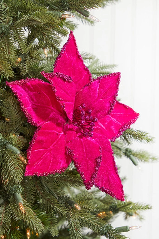 19" x 12" Fuchsia Poinsettia Stem