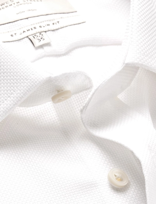 Non-Iron White Fabric Interest Slim Shirt | Hawes & Curtis