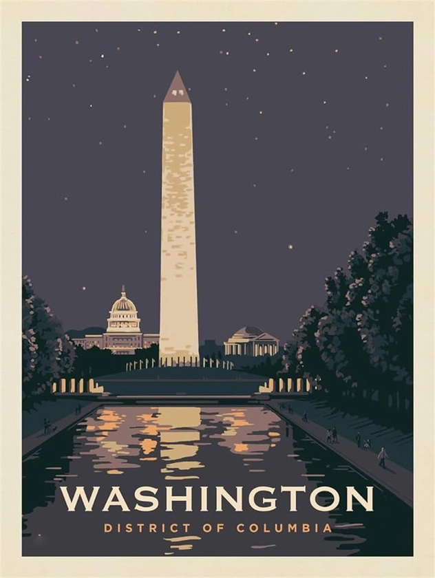 Amazon.com: WenKa Washington DC Reflections Of Freedom Poster Vintage Travel City Posters Canvas Print Retro National Park Popular Poster for Wall Art Modern Office Room Aesthetics (unframed,08x12 inch): Posters & Prints