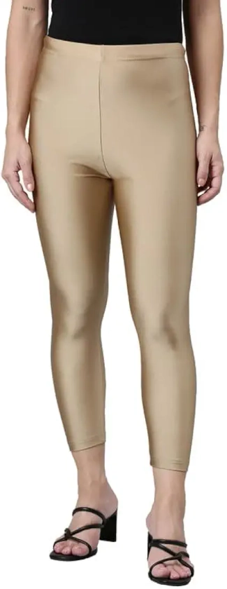 GoColors Women Solid Deep Gold Mid Rise Slim Fit Cropped Leggings : Amazon.in: Fashion