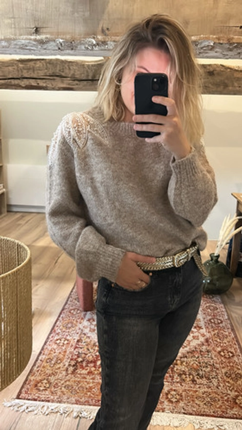 Pull Suzanne taupe | AUX PETITS BONHEURS