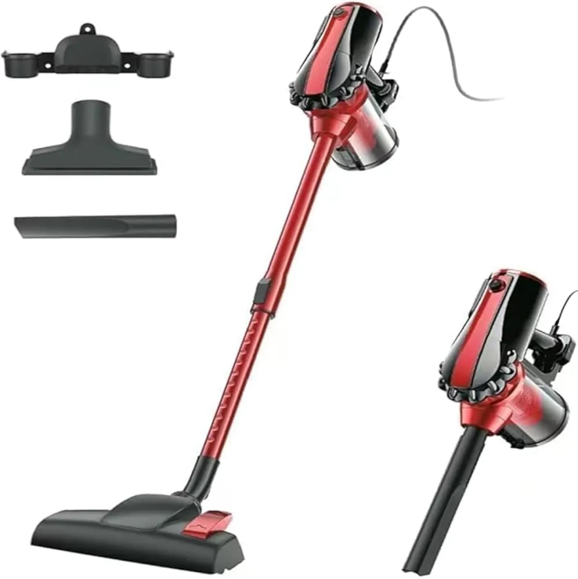 SINCHEREU Aspirateur Balai Filaire, Aspirateur Balai avec Fil Puissant, 6 en 1 Aspirateur Vertical Filtre HEPA, 600W 17kpa Aspirateur sans Sac avec 5m Long Câb