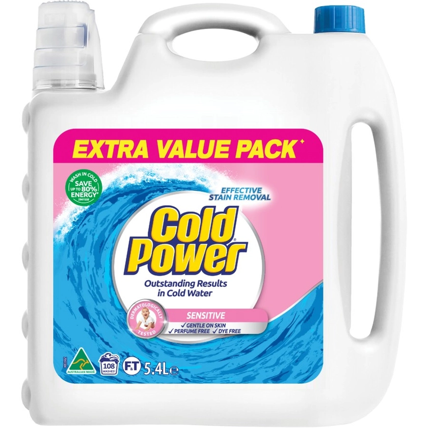 Cold Power Sensitive Liquid Laundry Detergent 5.4L | BIG W